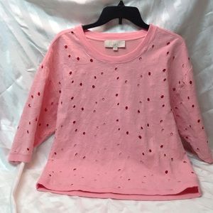 Loft pink 3/4 sleeve sweater